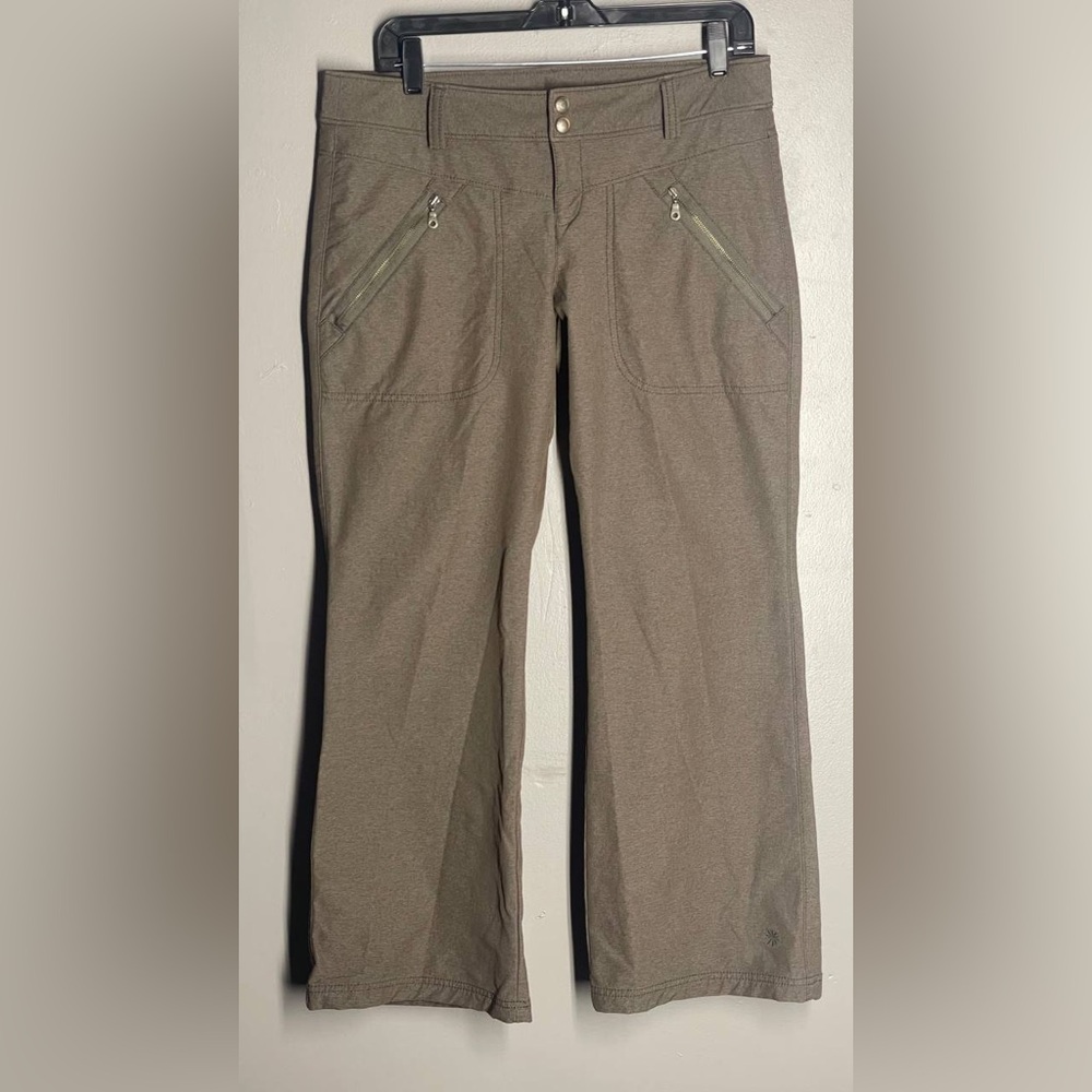 Athleta Outdoor Hiking Cropped Pants Wide-Leg Zip-Pocket Brown Women's‎ 10P Gorp